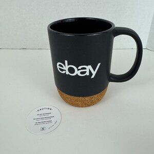 eBay Swag Ceramic Coffee Tea Mug Cup Black Cork Bottom 12 oz Collectible